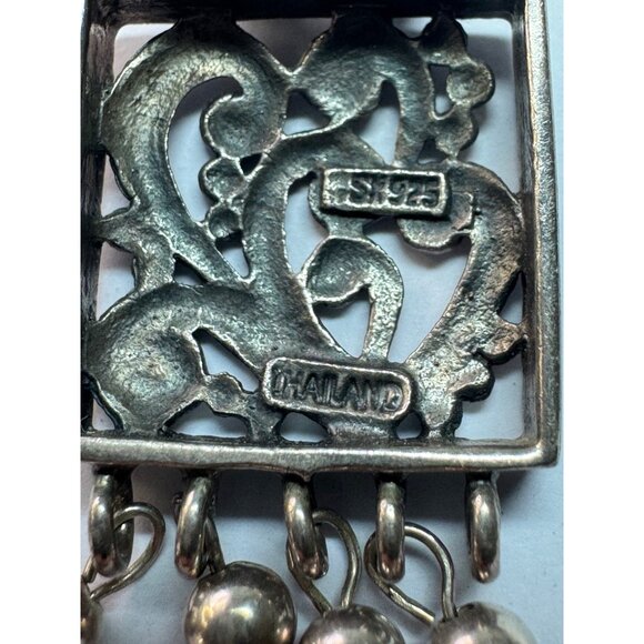 Vintage Estate Sterling Silver 925 Heart Scroll Dangle Pendant Thailand 7.9g - Picture 5 of 9